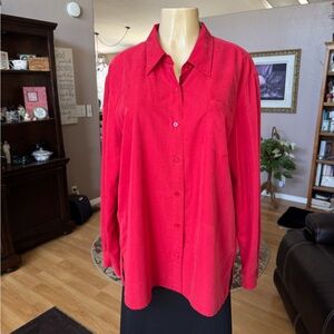 First Issue red long sleeve button up blouse-size XL